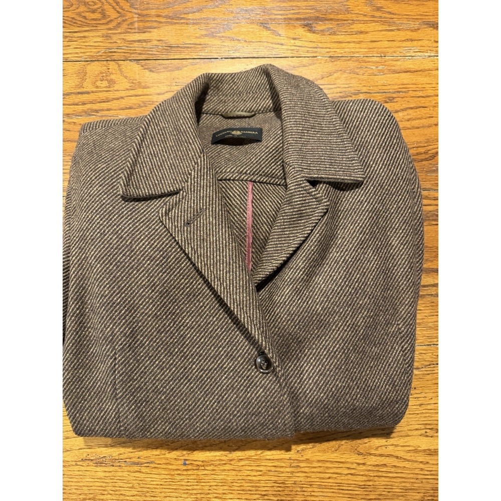 Luciano Barbera Womens Brown Checked Wool Cashmere Button Blazer Size 46 Work